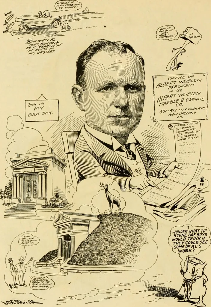 An illustration from Club men of Louisiana in caricature, 1917, leaf 185