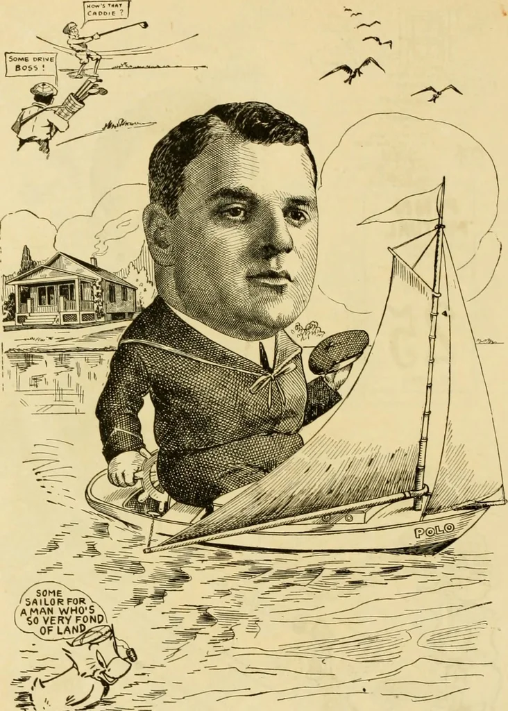 An illustration from Club men of Louisiana in caricature, 1917, leaf 189