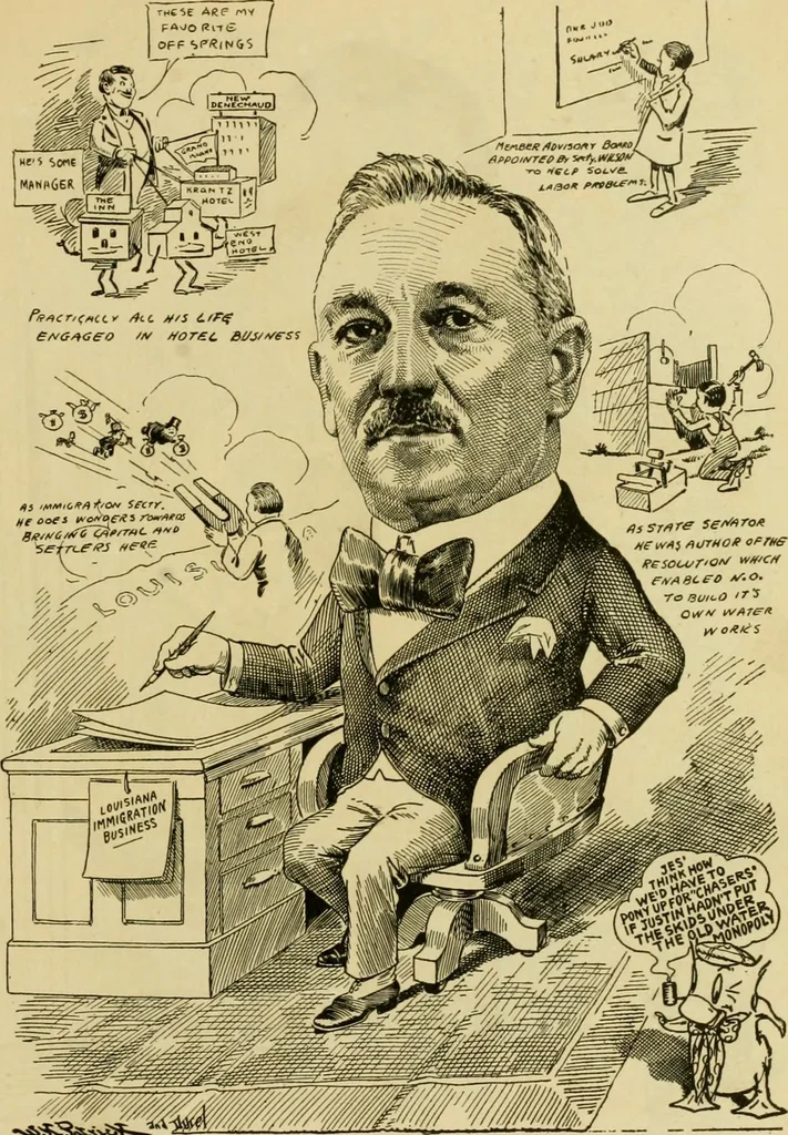 An illustration from Club men of Louisiana in caricature, 1917, leaf 190