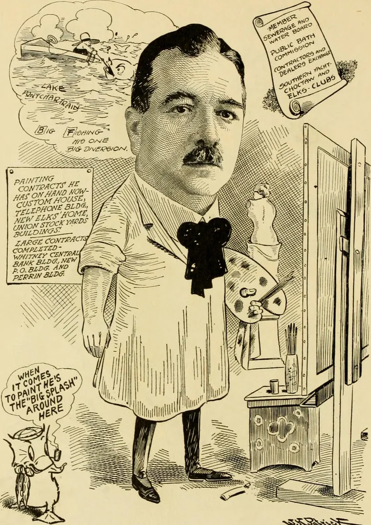 An illustration from Club men of Louisiana in caricature, 1917, leaf 191