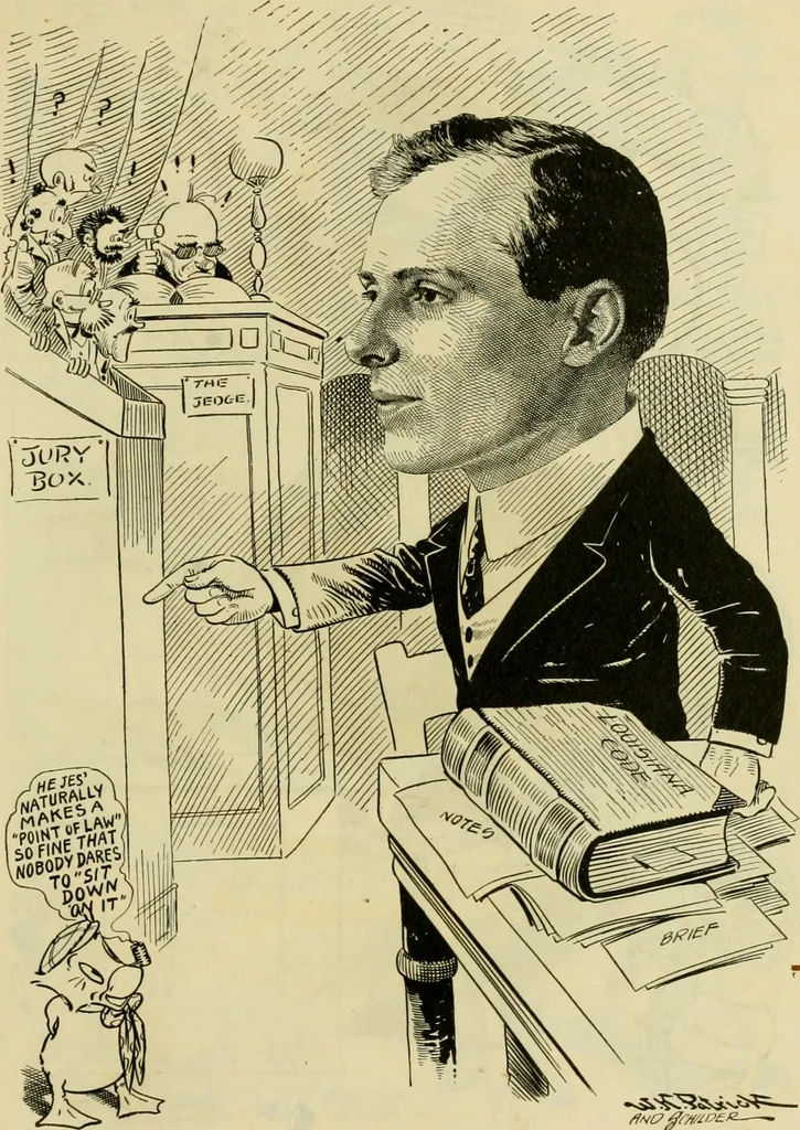 An illustration from Club men of Louisiana in caricature, 1917, leaf 198