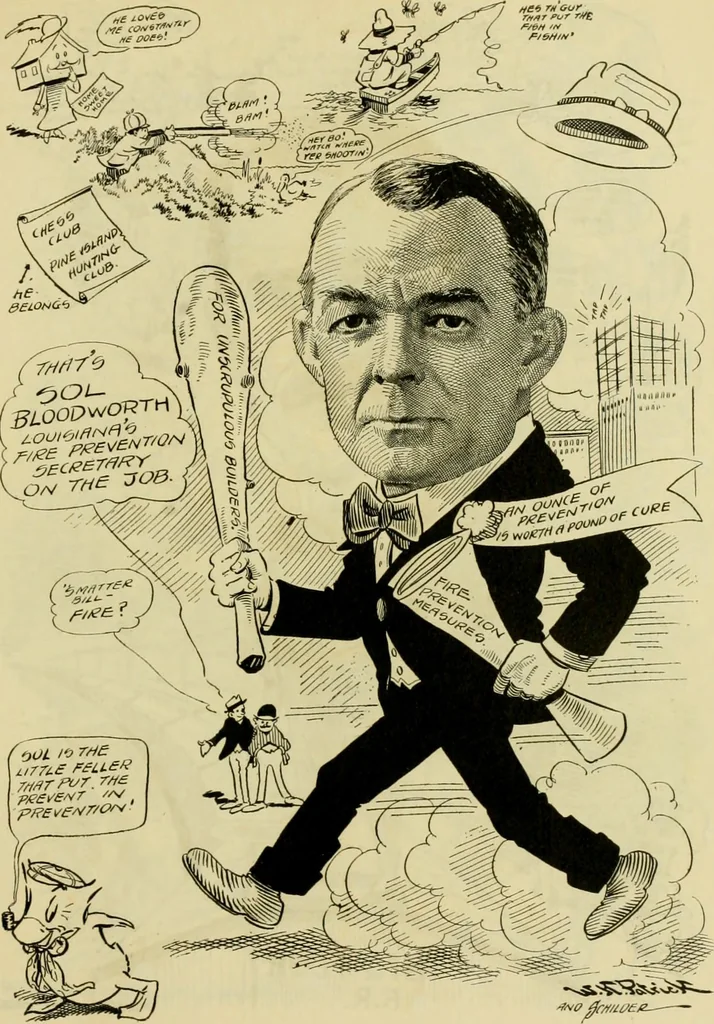 An illustration from Club men of Louisiana in caricature, 1917, leaf 208