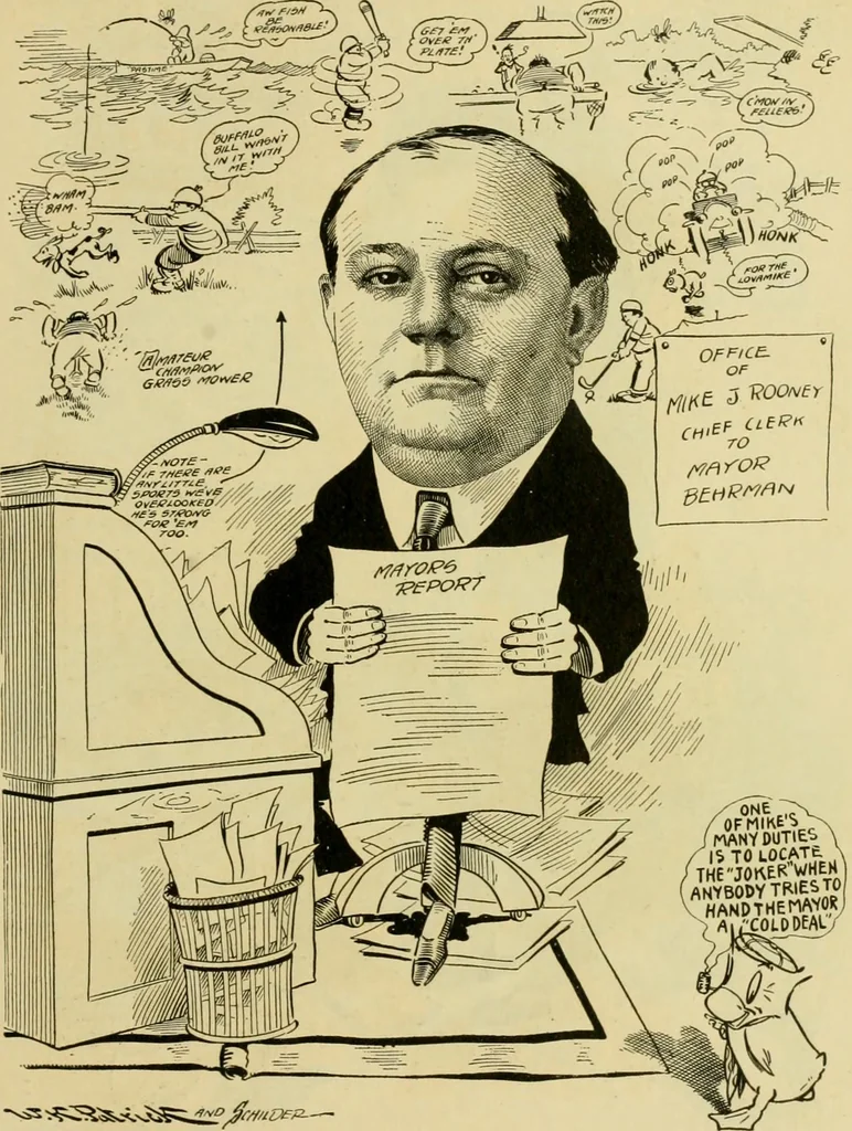 An illustration from Club men of Louisiana in caricature, 1917, leaf 214