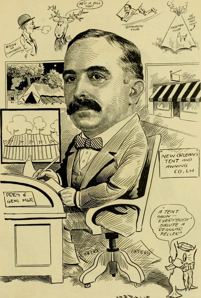 An illustration from Club men of Louisiana in caricature, 1917, leaf 220