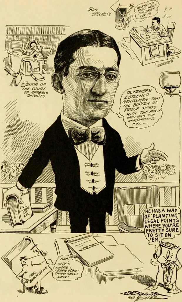 An illustration from Club men of Louisiana in caricature, 1917, leaf 225