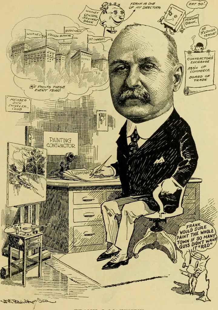 An illustration from Club men of Louisiana in caricature, 1917, leaf 228