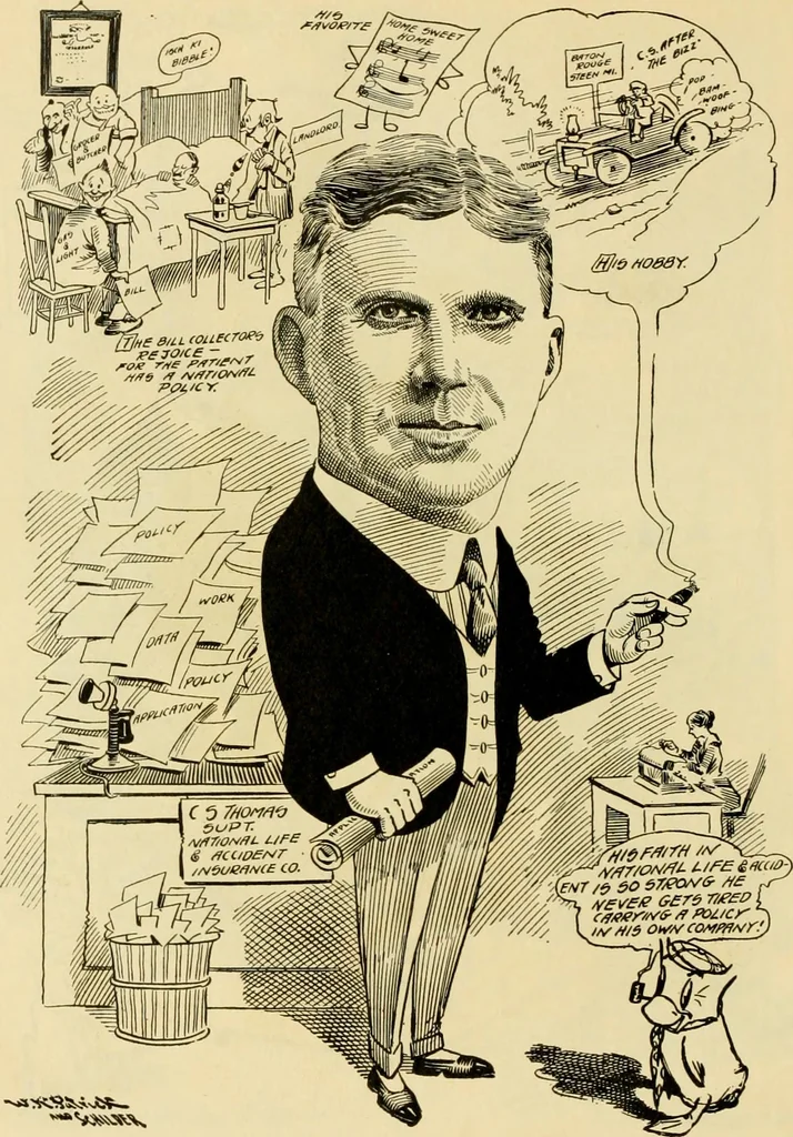 An illustration from Club men of Louisiana in caricature, 1917, leaf 229