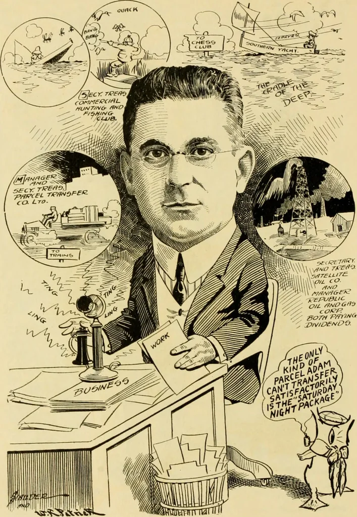 An illustration from Club men of Louisiana in caricature, 1917, leaf 237