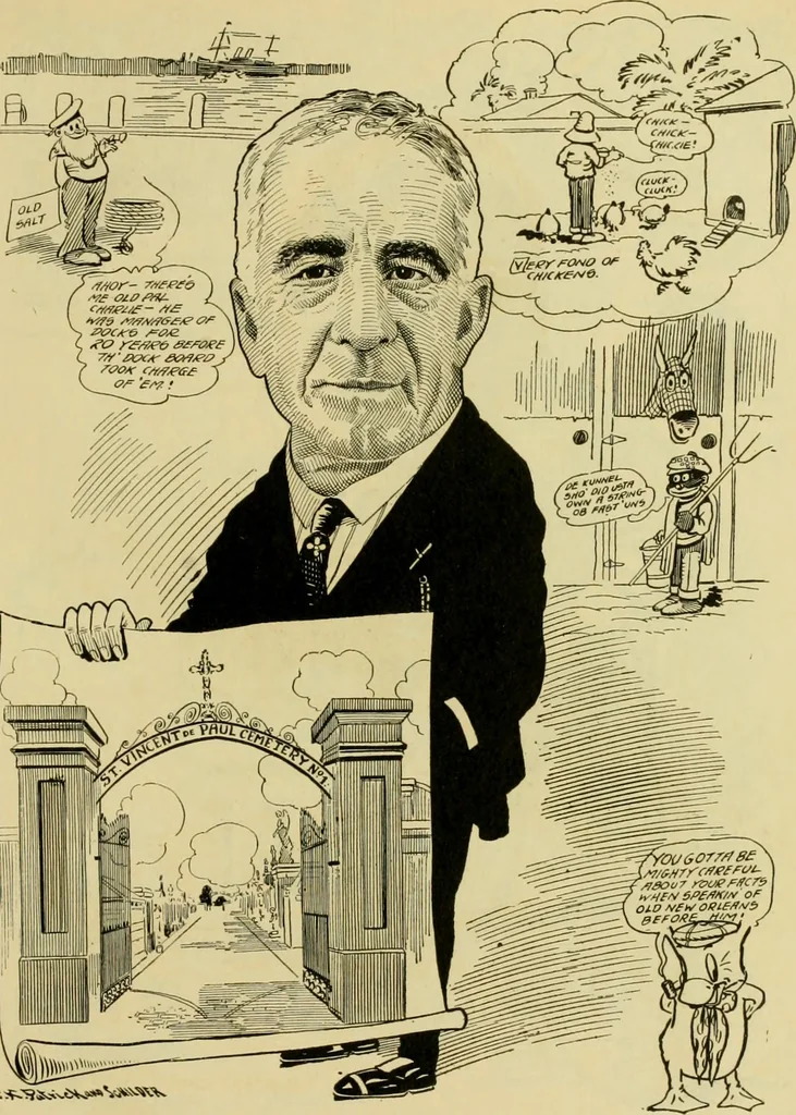An illustration from Club men of Louisiana in caricature, 1917, leaf 242