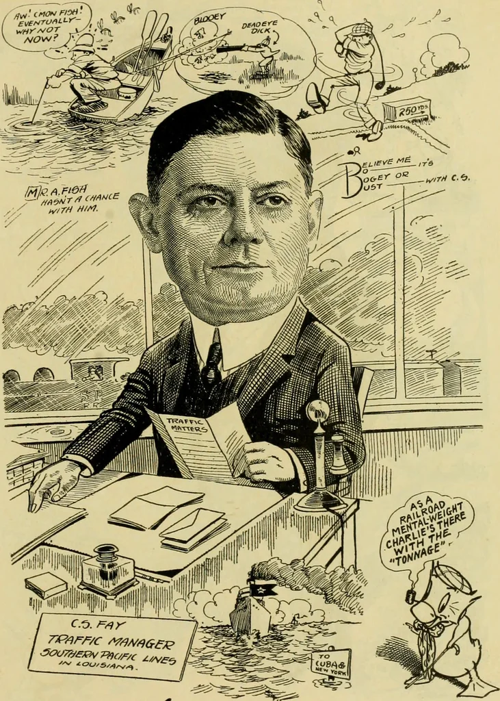 An illustration from Club men of Louisiana in caricature, 1917, leaf 252