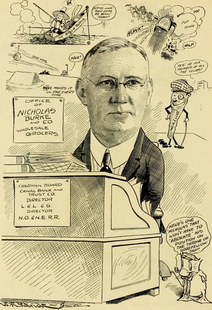 An illustration from Club men of Louisiana in caricature, 1917, leaf 259