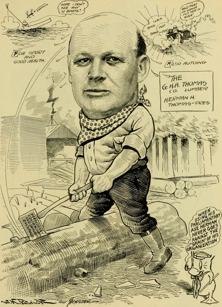 An illustration from Club men of Louisiana in caricature, 1917, leaf 260
