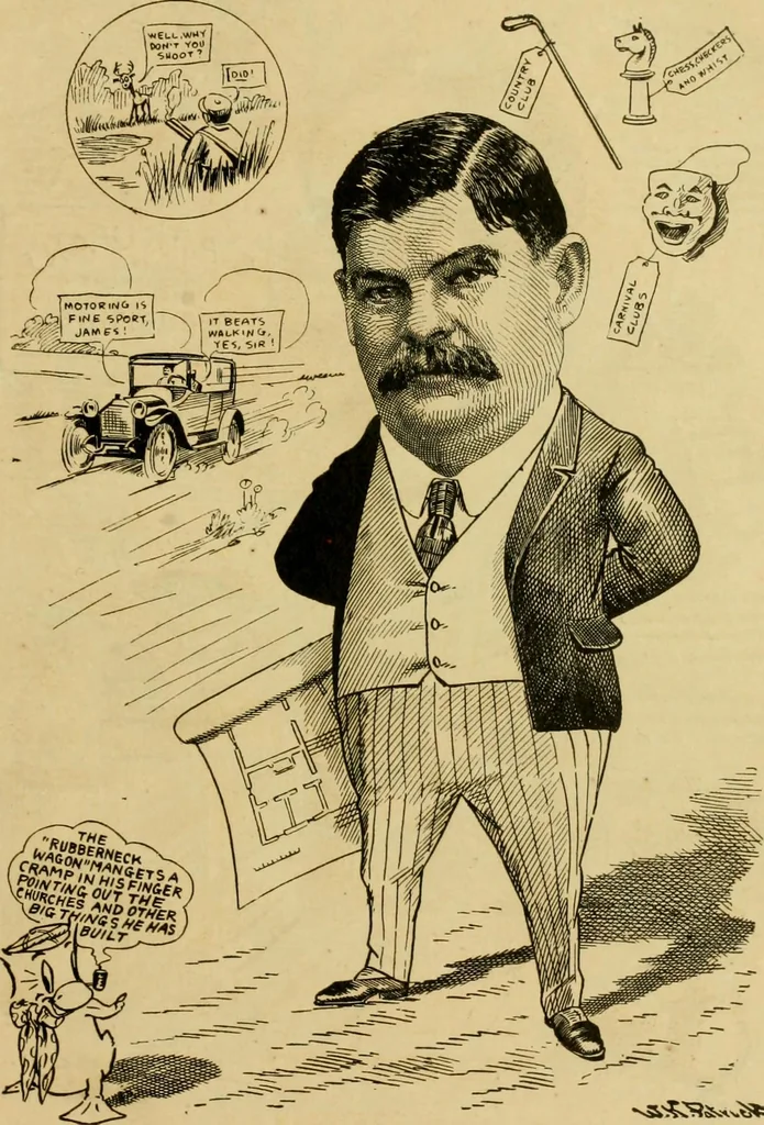 An illustration from Club men of Louisiana in caricature, 1917, leaf 28