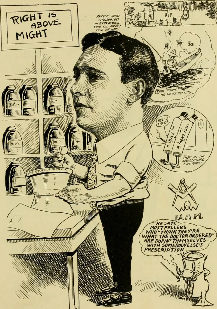 An illustration from Club men of Louisiana in caricature, 1917, leaf 282