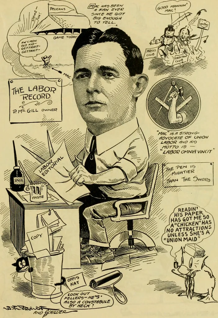 An illustration from Club men of Louisiana in caricature, 1917, leaf 284