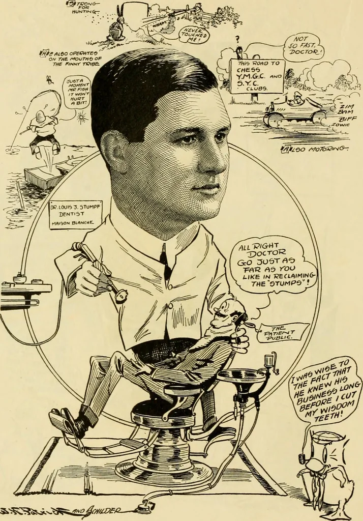 An illustration from Club men of Louisiana in caricature, 1917, leaf 285