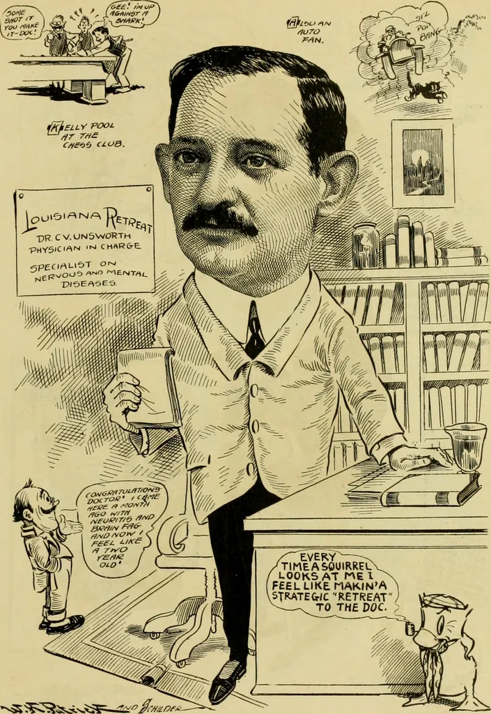 An illustration from Club men of Louisiana in caricature, 1917, leaf 288