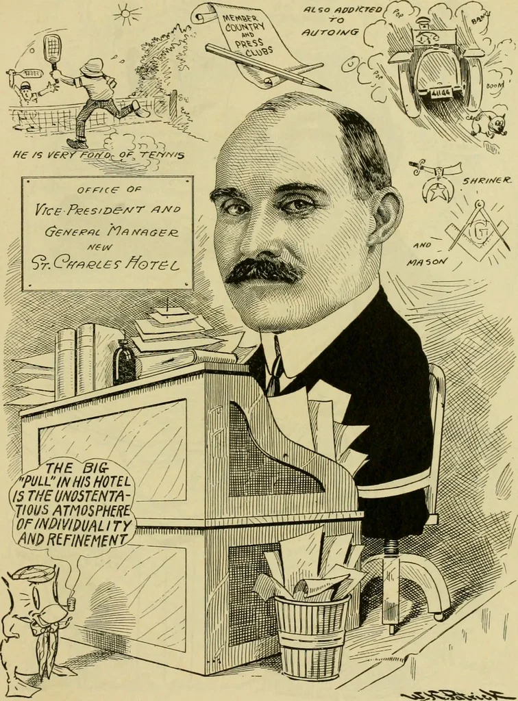 An illustration from Club men of Louisiana in caricature, 1917, leaf 296