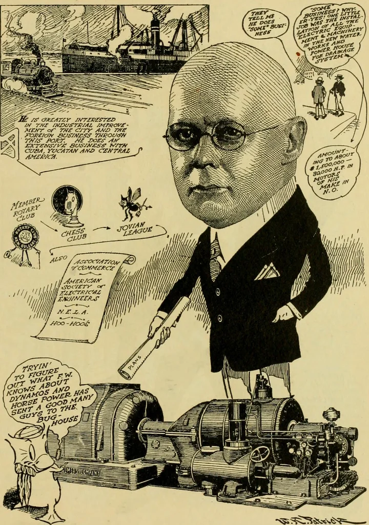 An illustration from Club men of Louisiana in caricature, 1917, leaf 330