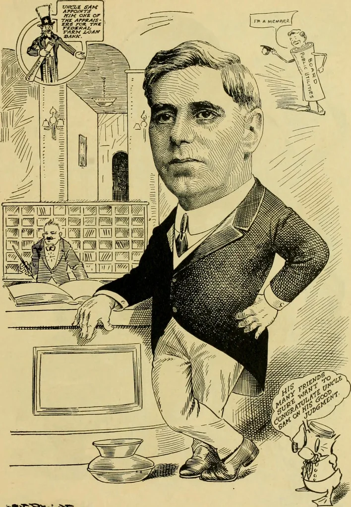 An illustration from Club men of Louisiana in caricature, 1917, leaf 332