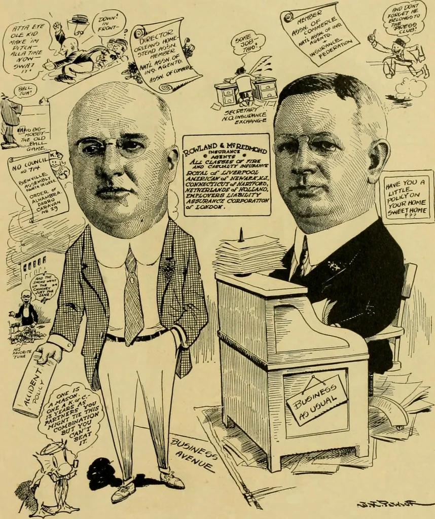 An illustration from Club men of Louisiana in caricature, 1917, leaf 340