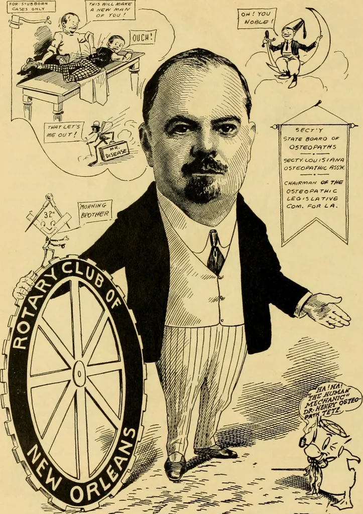 An illustration from Club men of Louisiana in caricature, 1917, leaf 347