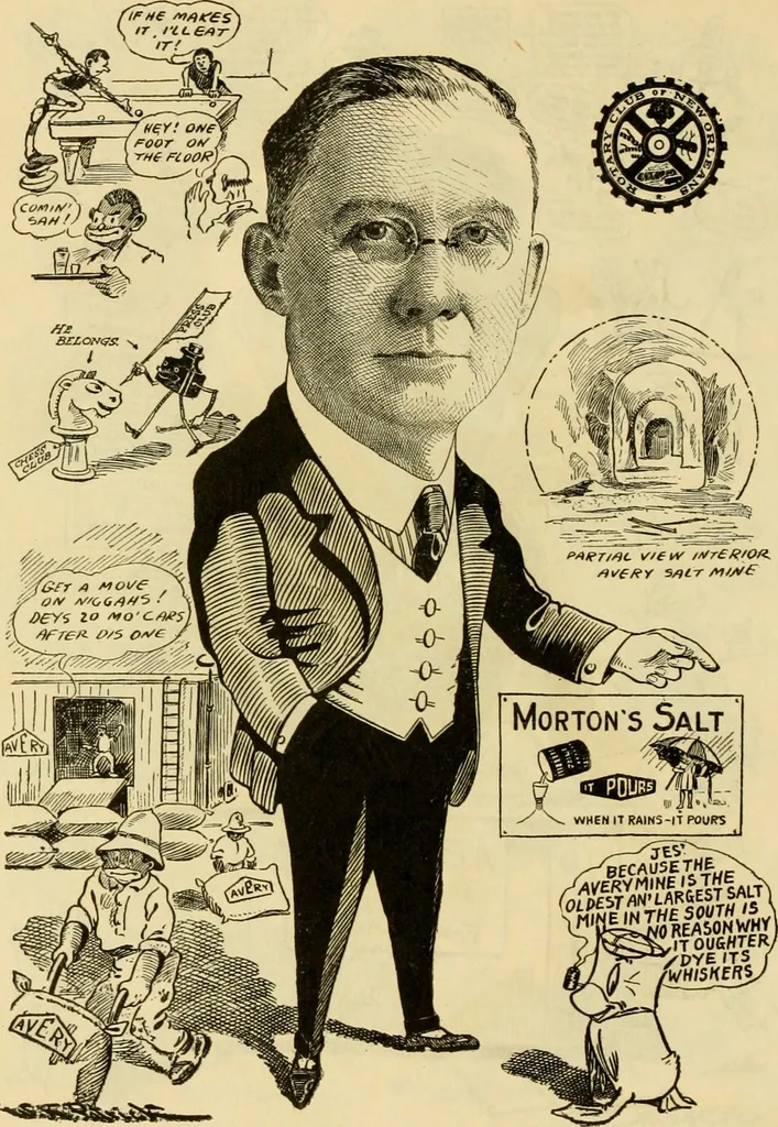 An illustration from Club men of Louisiana in caricature, 1917, leaf 357
