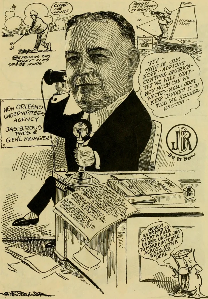An illustration from Club men of Louisiana in caricature, 1917, leaf 358