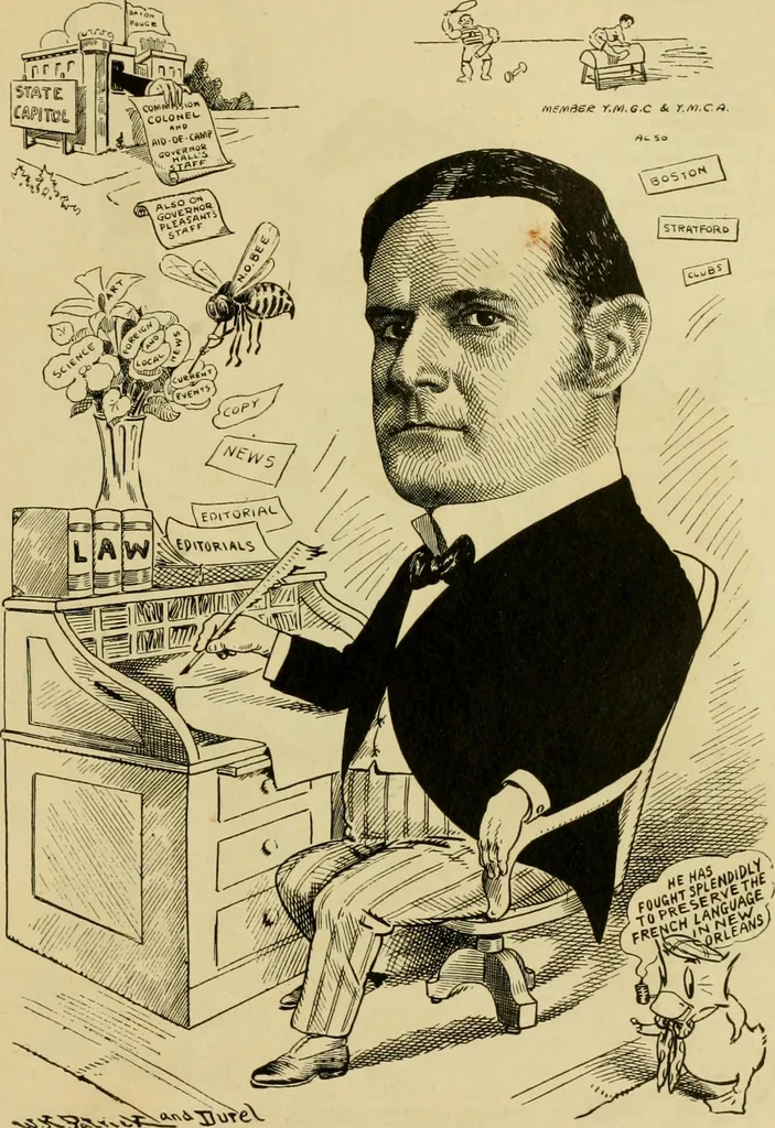 An illustration from Club men of Louisiana in caricature, 1917, leaf 36