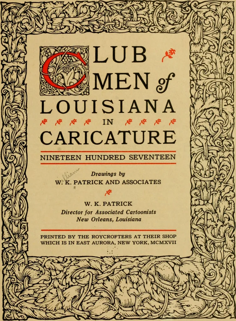 An illustration from Club men of Louisiana in caricature, 1917, leaf 4