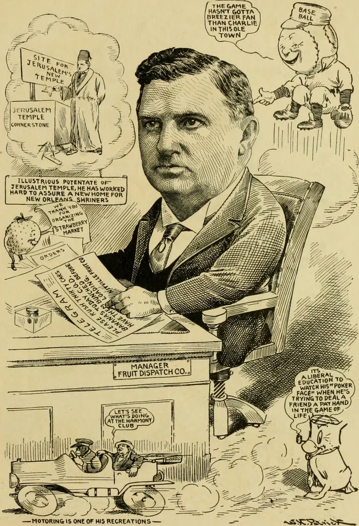 An illustration from Club men of Louisiana in caricature, 1917, leaf 40