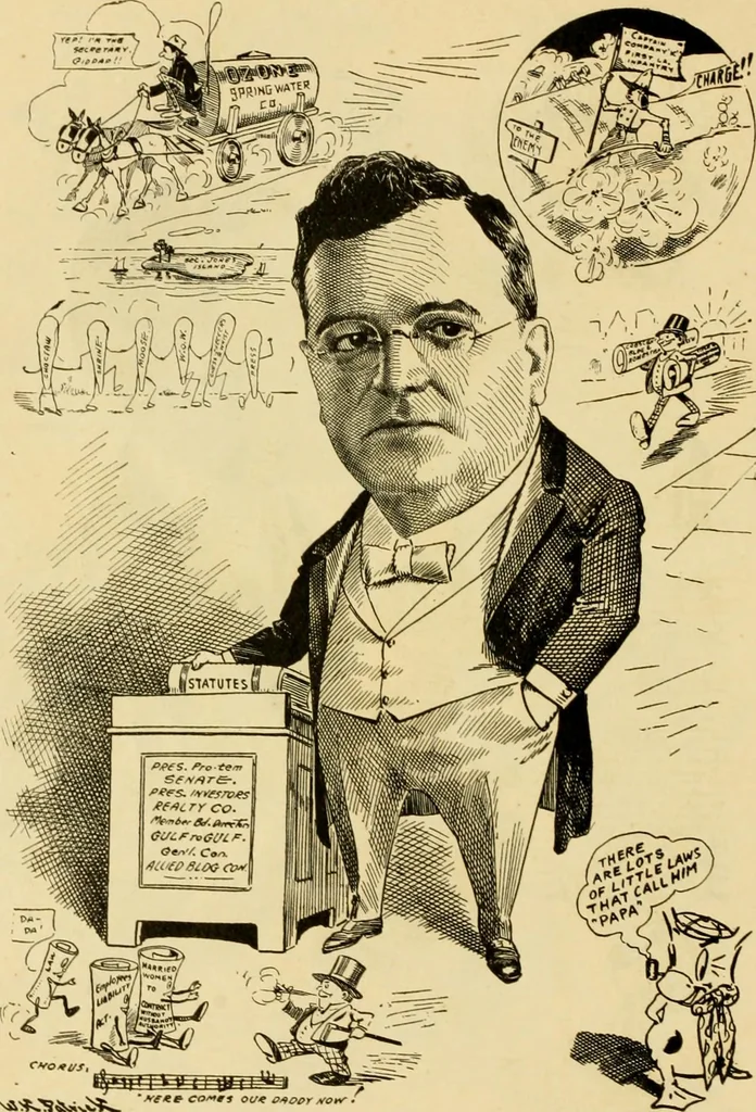 An illustration from Club men of Louisiana in caricature, 1917, leaf 47
