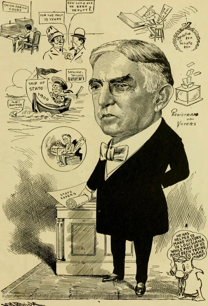 An illustration from Club men of Louisiana in caricature, 1917, leaf 58