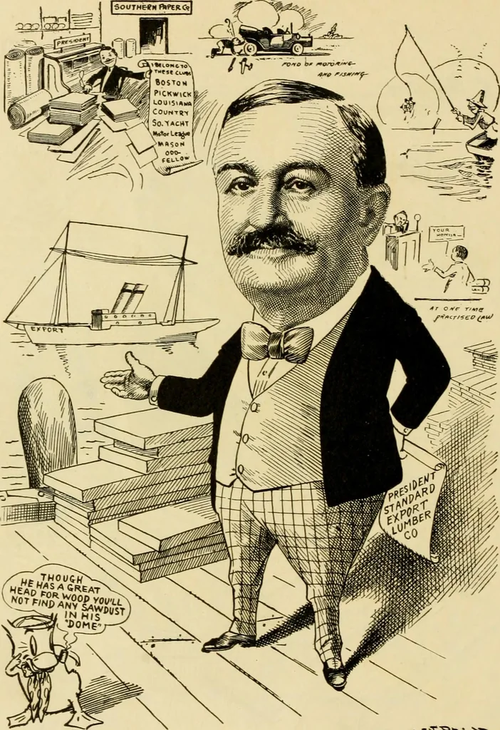An illustration from Club men of Louisiana in caricature, 1917, leaf 61
