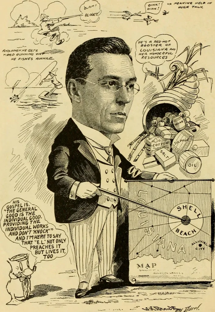 An illustration from Club men of Louisiana in caricature, 1917, leaf 63