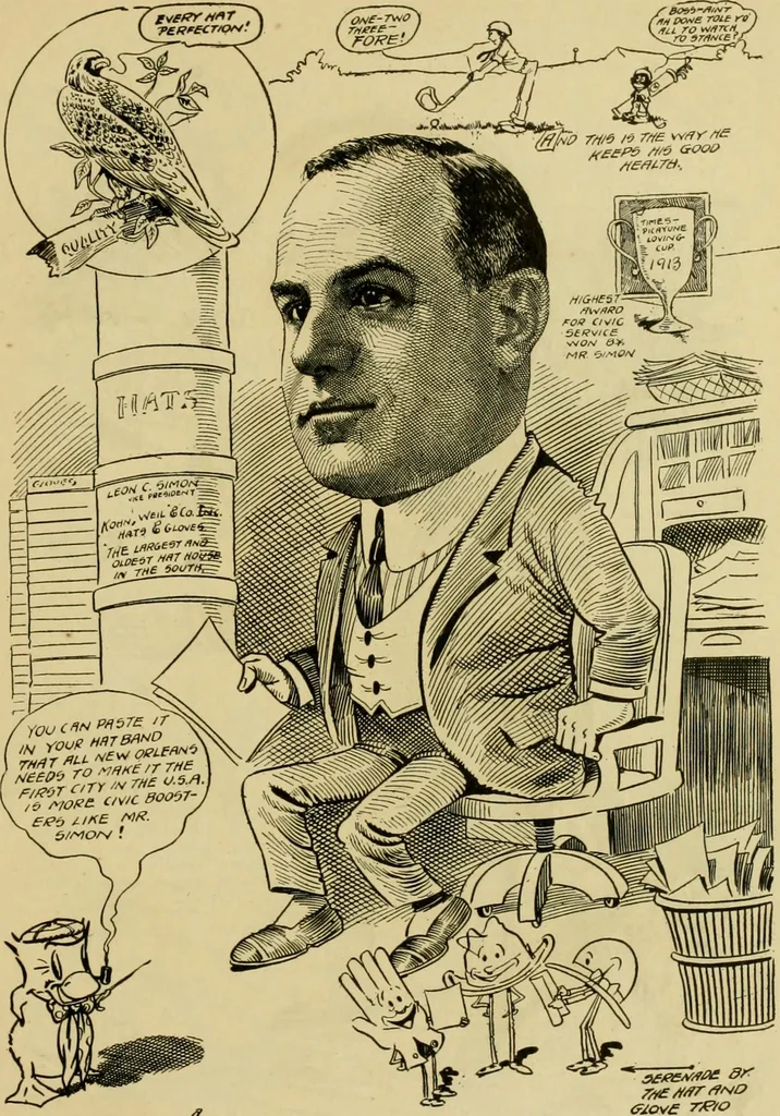 An illustration from Club men of Louisiana in caricature, 1917, leaf 68