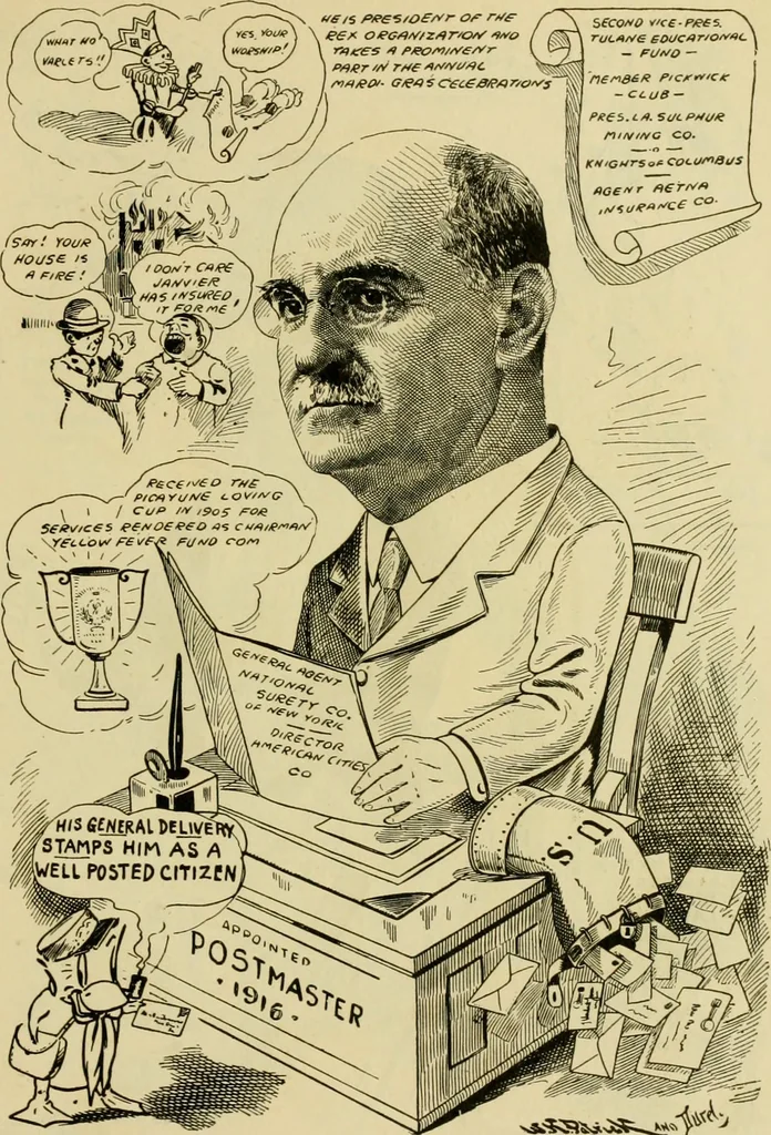 An illustration from Club men of Louisiana in caricature, 1917, leaf 70
