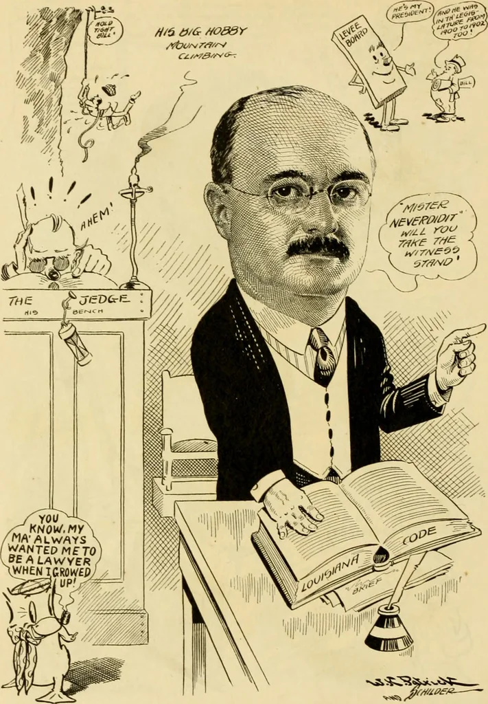 An illustration from Club men of Louisiana in caricature, 1917, leaf 71