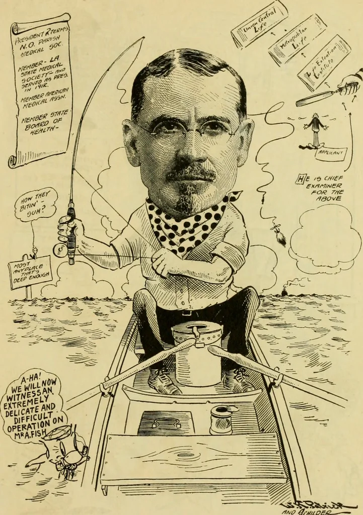 An illustration from Club men of Louisiana in caricature, 1917, leaf 76