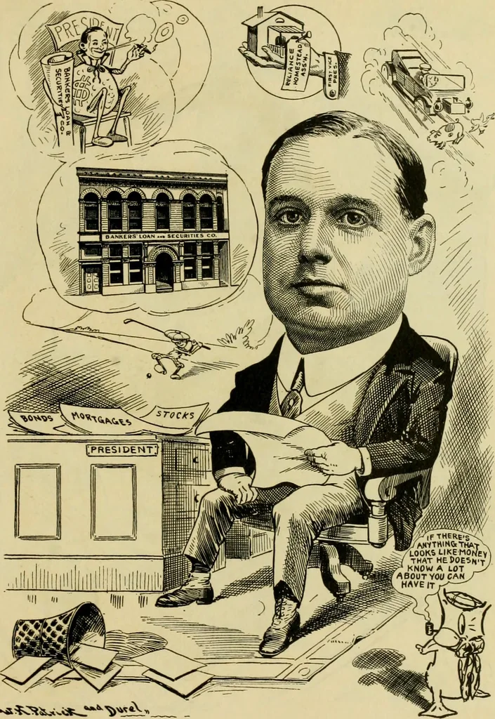 An illustration from Club men of Louisiana in caricature, 1917, leaf 82