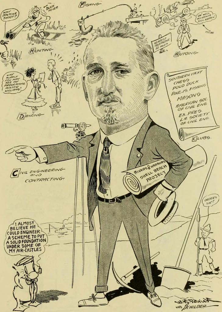 An illustration from Club men of Louisiana in caricature, 1917, leaf 92