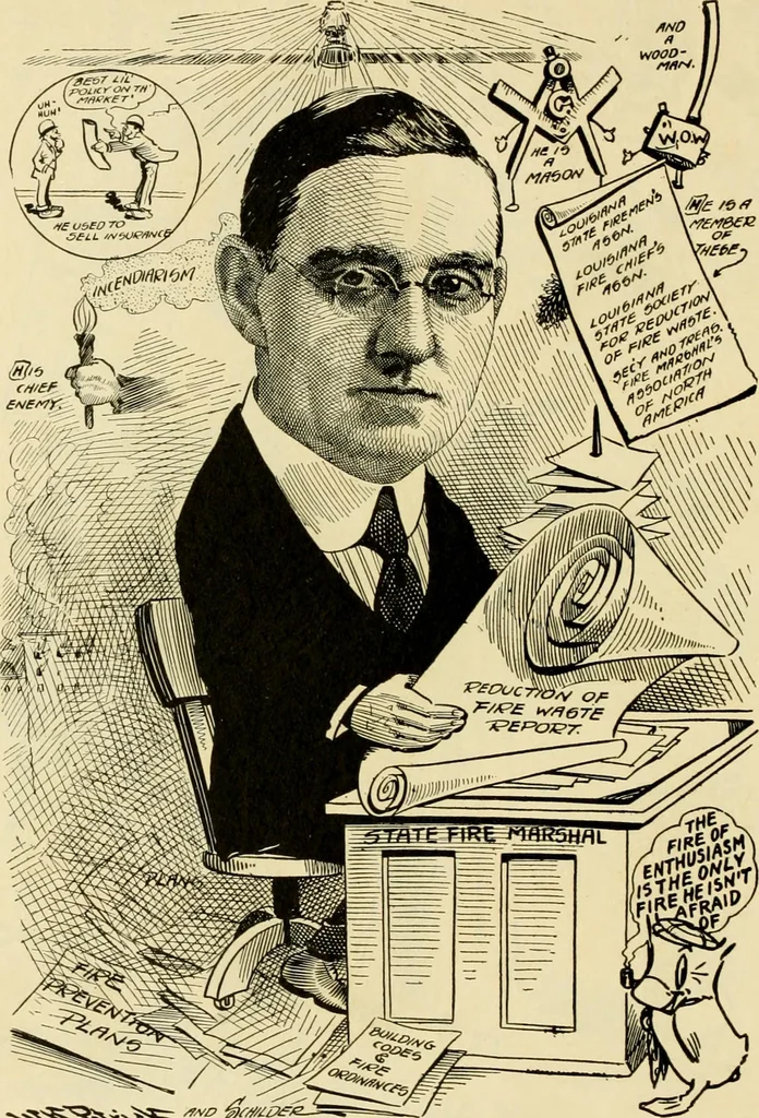 An illustration from Club men of Louisiana in caricature, 1917, leaf 93