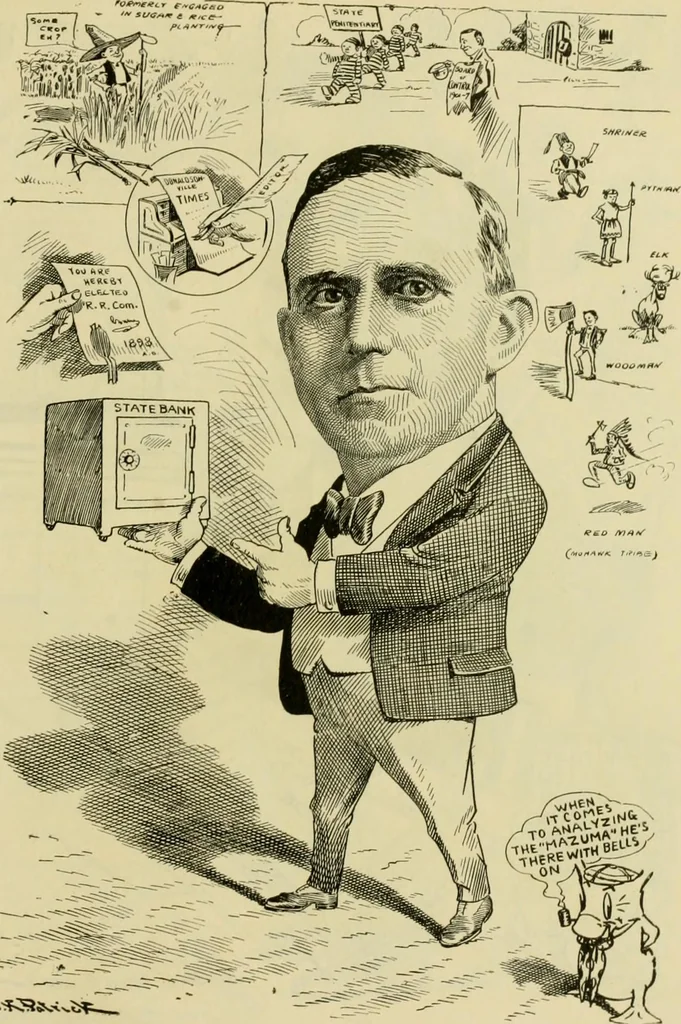 An illustration from Club men of Louisiana in caricature, 1917, leaf 96