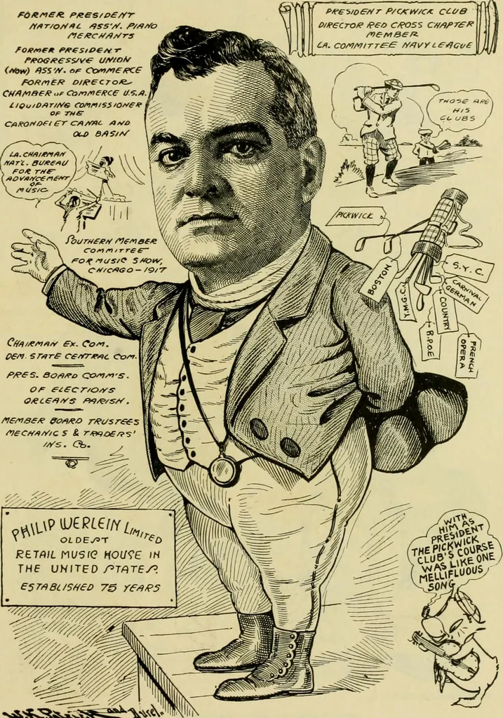 An illustration from Club men of Louisiana in caricature, 1917, leaf 98