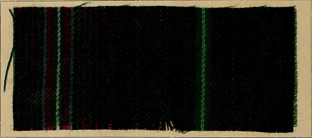 An illustration from The coal tar colours of Farbwerke vorm. Meister, Lucius & Brüning, Hoechst on Main, Germany, and their application in wool dyeing, 1910, leaf 45