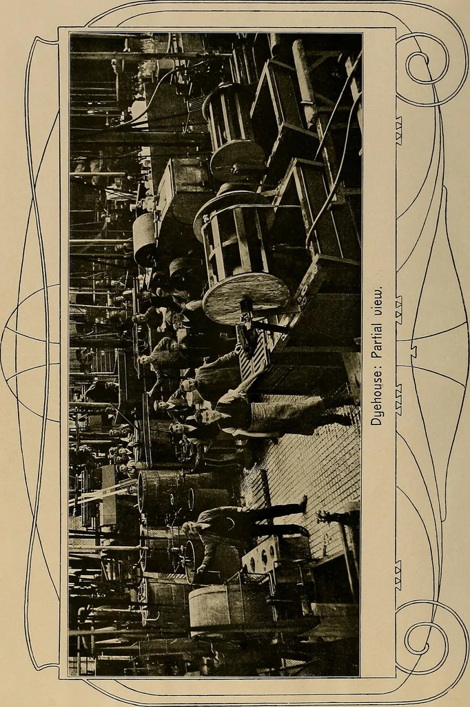 An illustration from The coal tar colours of Farbwerke vorm. Meister, Lucius & Brüning, Hoechst on Main, Germany, and their application in wool dyeing, 1910, leaf 7