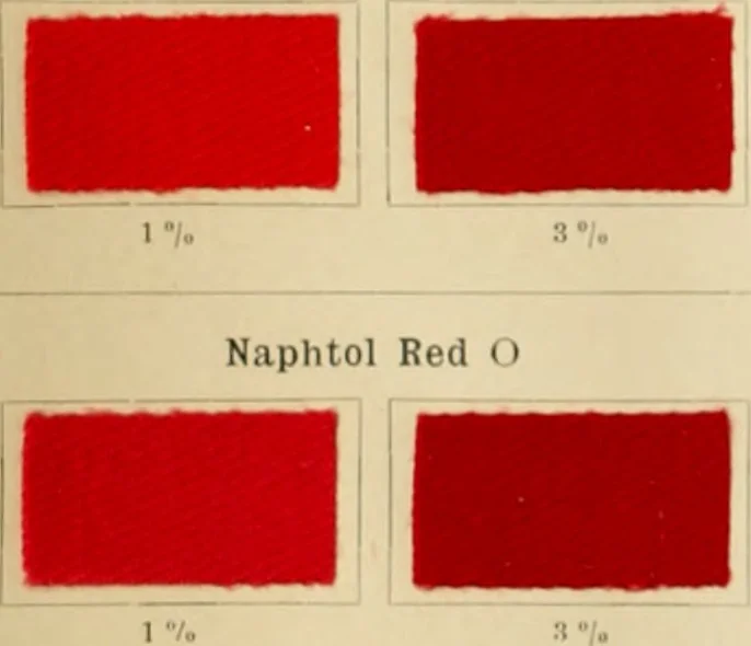 An illustration from The coal tar colours of Farbwerke vorm. Meister Lucius & Brüning, Hoechst on Main, Germany and their application in wool dyeing, 1910, leaf 41