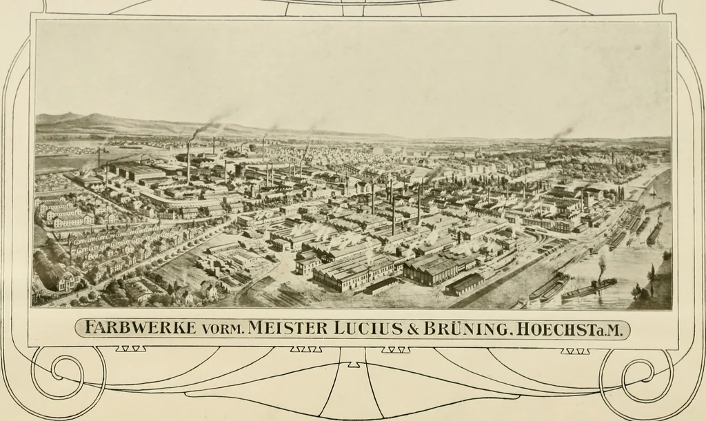 An illustration from The coal tar colours of Farbwerke vorm. Meister Lucius & Brüning, Hoechst on Main, Germany and their application in wool dyeing, 1910, leaf 5