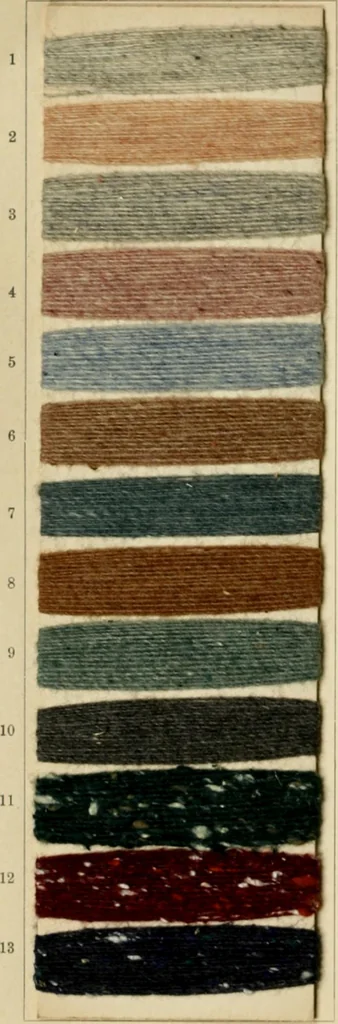 An illustration from The coal tar colours of Farbwerke vorm. Meister Lucius & Brüning : Hoechst on Main : and their application in dyeing cotton and other vegetable fibres, 1907, leaf 41