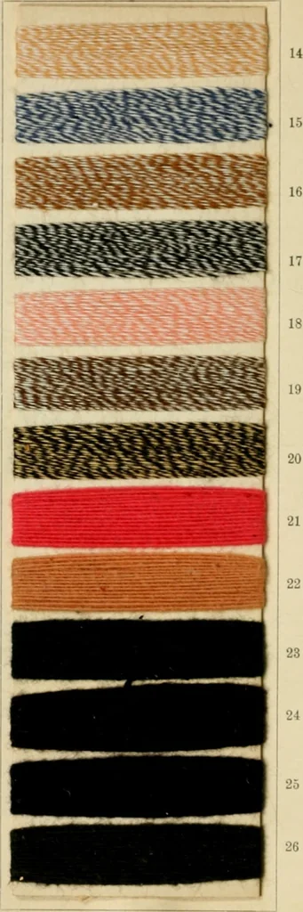 An illustration from The coal tar colours of Farbwerke vorm. Meister Lucius & Brüning : Hoechst on Main : and their application in dyeing cotton and other vegetable fibres, 1907, leaf 41